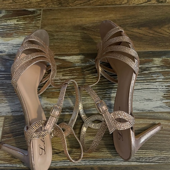 Beautiful Rose Gold Rhinestone Strap Heels - Picture 3 of 5